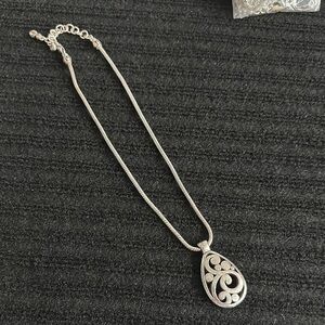 Retired Brighton Silver Filigree Necklace with Teardrop Pendant